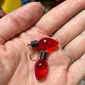 Adorable Red Light Bulb Earrings with gold plated ear wires